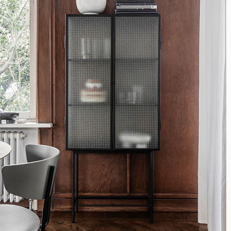 Tavolo da tabellone in altezza in metallo da 62 '' vetro a due porte server buffet per soggiorno