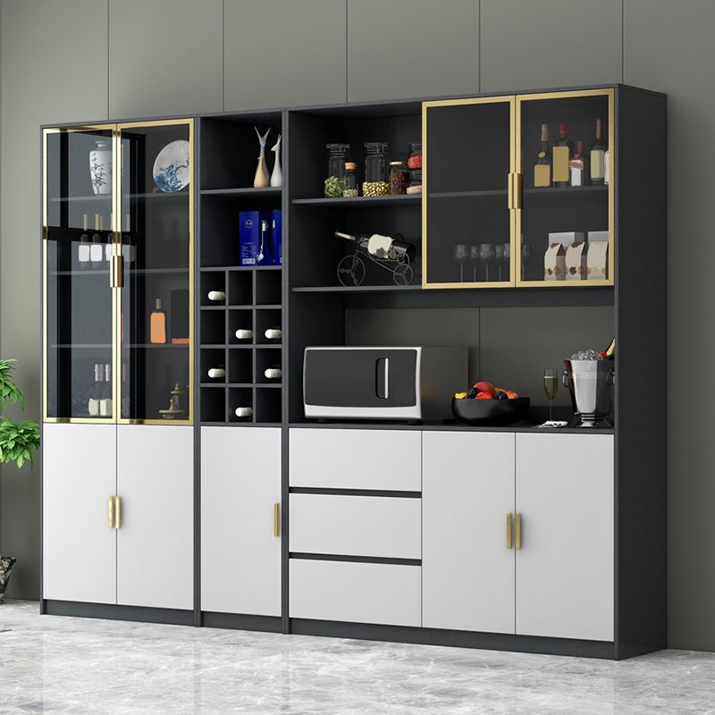 Porte di vetro contemporanee da pranzo Hutch Wood Hutch Buffet con porte