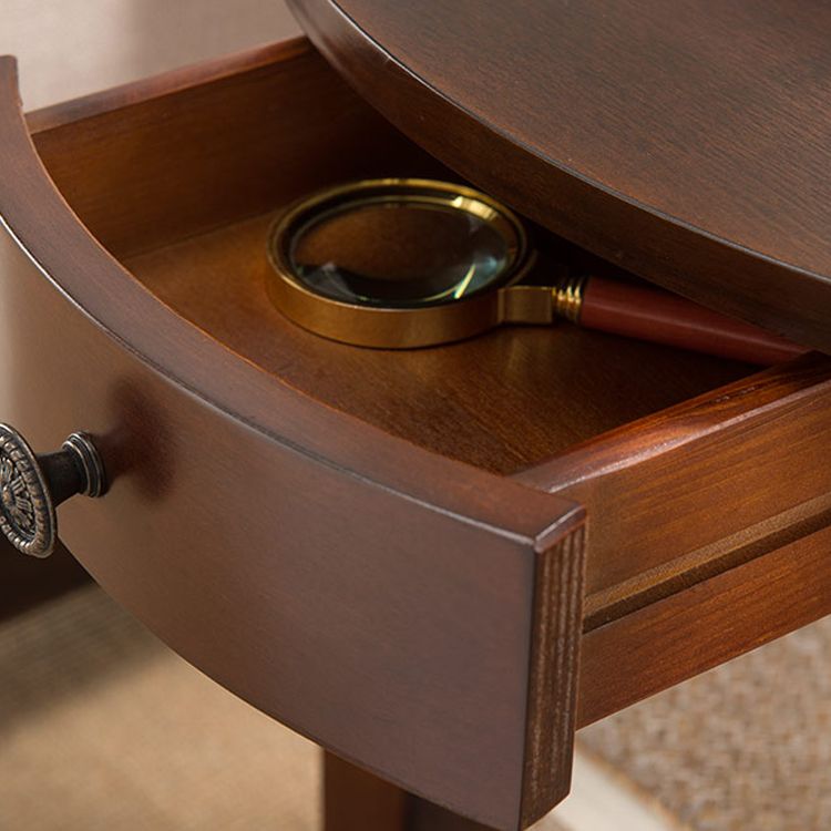 Wood Round Top Side Table 24" Tall 4 Legs End Table with Storage Clearhalo 'Coffee & Accent Tables' 'End & Side Tables' 'end_side_tables' 'furn' 'furn_end_side_tables' 'Furniture' 'Living Room Furniture' 1200x1200_394b0ed0-e73f-4784-b9e3-7d1e56e4b093