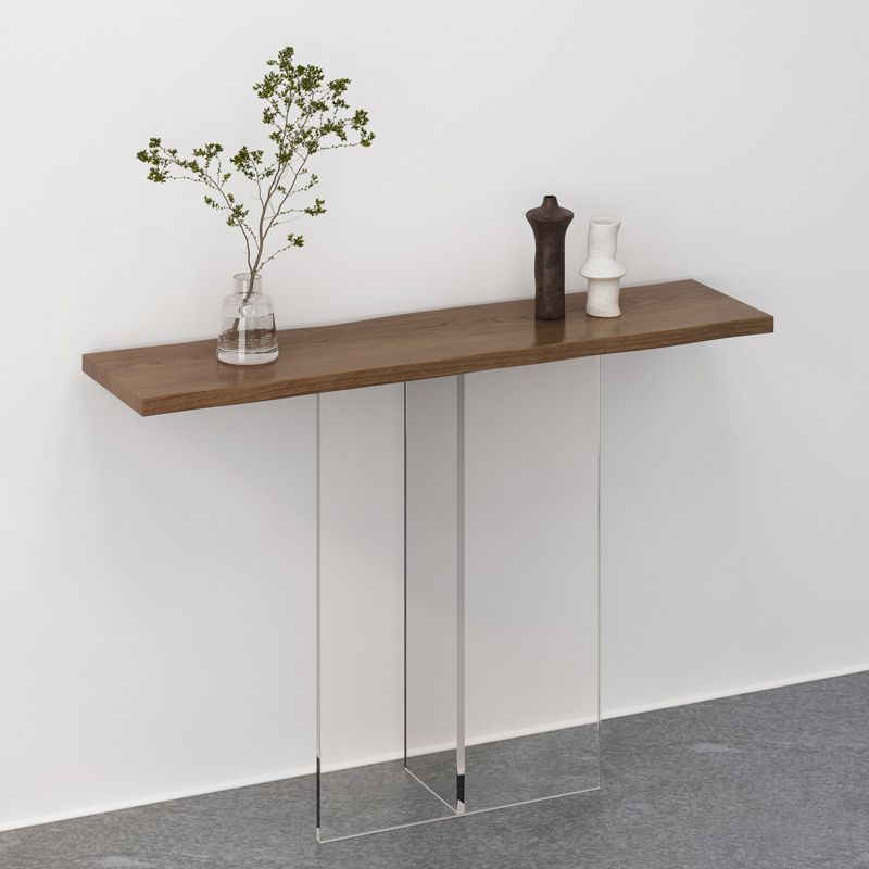 Solid Wood Rectangle Accent Table 31.5-inch Tall End Table with Acrylic Leg Clearhalo 'Console Tables' 'console_tables' 'Entry & Mudroom Furniture' 'furn' 'furn_console_tables' 'Furniture' 1200x1200_394bad6d-1b4a-4c2d-8fca-eb4a459f8bf4