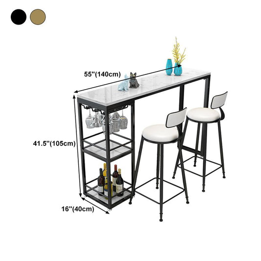 Stone Rectangle Bar Table White Contemporary Bar Table with Sled Base Clearhalo 'Bar Furniture' 'Bar Tables' 'bar_tables' 'furn' 'furn_bar_tables' 'Furniture' 'furniture_bar_tables' 'Kitchen & Dining Furniture' 1200x1200_394c22ec-f853-473f-adeb-265b07c305b8