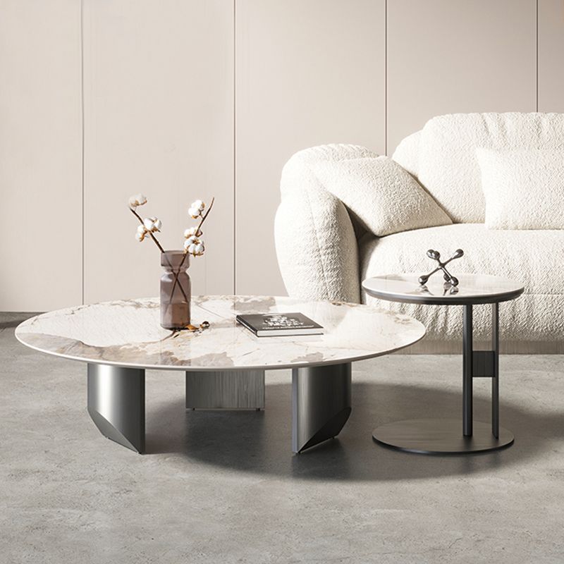 Slate Round Coffee Table Minimalist Coffee Table for Living Room Clearhalo 'Coffee & Accent Tables' 'Coffee Tables' 'coffee_tables' 'furn' 'furn_coffee_tables' 'Furniture' 'Living Room Furniture' 1200x1200_394d4d27-65cd-4e27-852a-899b34a7e910