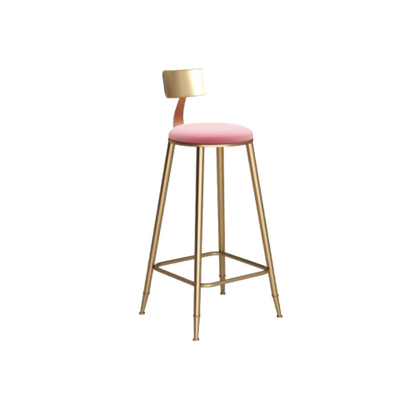 Taburete de bar de hierro con respaldo sin brazos Glam, taburete con cojín para tienda de té con leche