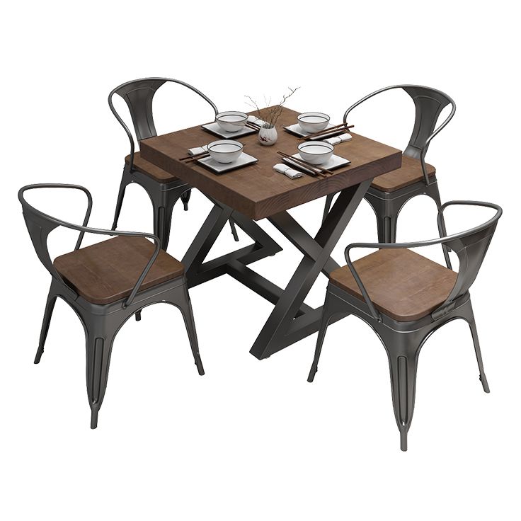 Industrial Square Dining Table Pine Solid Wood Table with Trestle Base Clearhalo ' dining_table' 'Dining Tables & Seating' 'Dining Tables' 'furn' 'furn_dining_table' 'Furniture' 'furniture_dining_table' 'Kitchen & Dining Furniture' 'kitchen&dining_furn' 'kitchen' 'kitchen_dining_table' 1200x1200_394ee8bd-9ba7-46f4-8fd8-2f1041795547