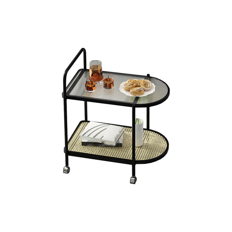 Modern Glass Top Side Table 27.55-inch 4 Legs End Table with Casters