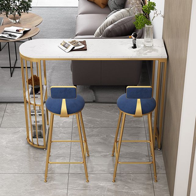 White Stone Bar Dining Table Contemporary Bar Table with Sled Base Clearhalo 'Bar Furniture' 'Bar Tables' 'bar_tables' 'Furniture' 'furniture_bar_tables' 'Kitchen & Dining Furniture' 1200x1200_39503950-d8c6-4032-b70f-cef00654fc8a