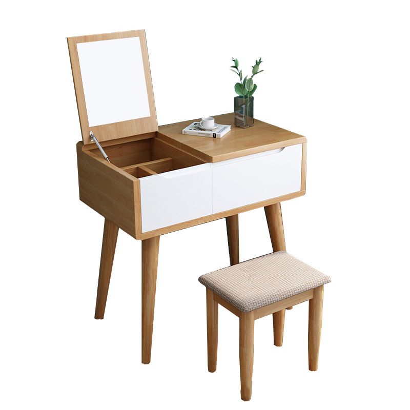 Vanité de maquillage miroir en bois massif avec 1 tiroir