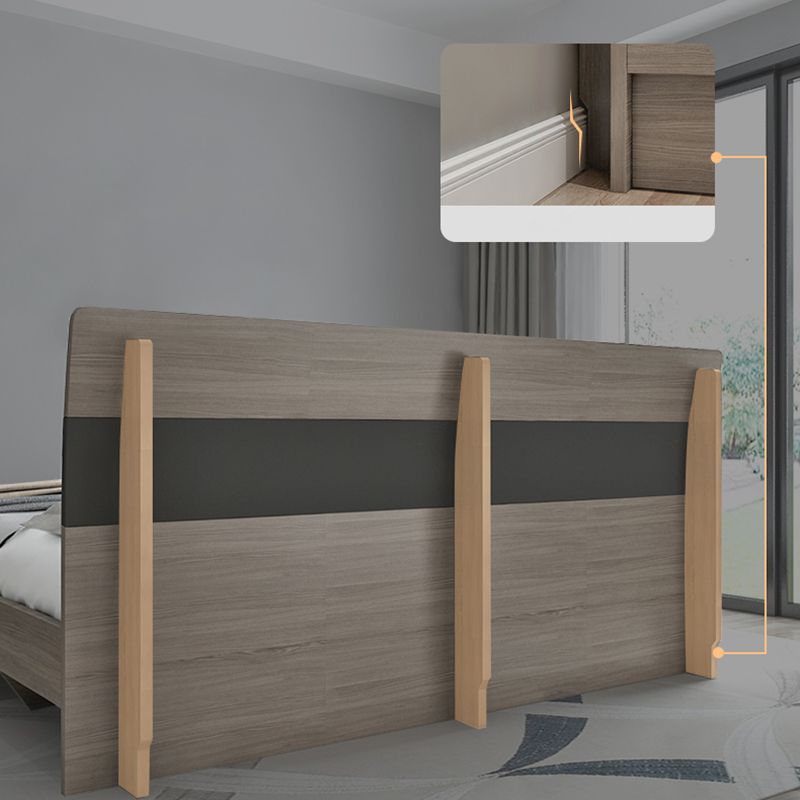 Modernes Holzpanel -Standardbett mit rechteckigem Kopfteil
