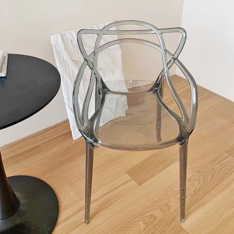 Eigentijdse indoor plastic open achterkant stacking eetstoel stoel