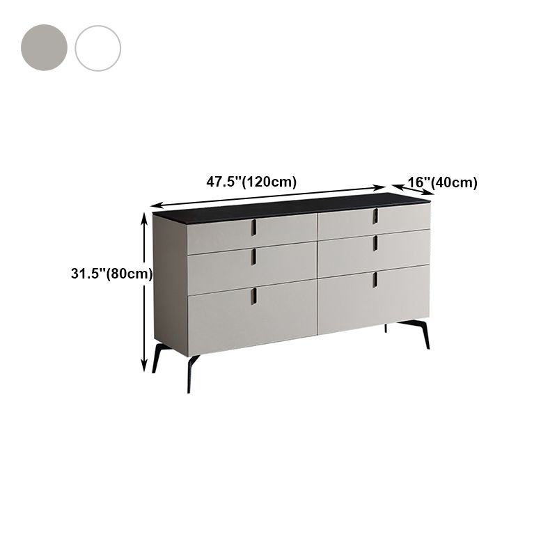 Sideboard in legno moderno ingegnerizzato a buffet a 6 cassetti con pietra per soggiorno