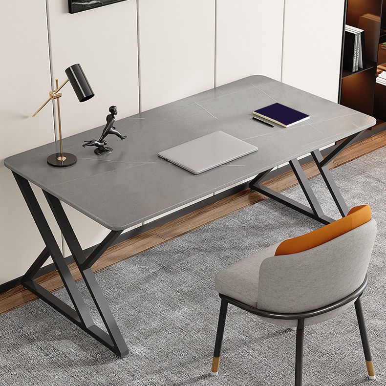 オフィス用の現代的な石造りのデスク曲線灰色のライティングデスク