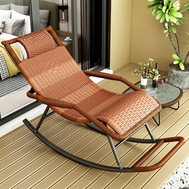 Modern Recliner Chair Color Block Rattan Rocker Chair with Dark Legs Clearhalo 'Chairs & Seating' 'furn' 'furn_rocking_chairs' 'Furniture' 'Living Room Furniture' 'Rocking Chairs' 'rocking_chairs' 1200x1200_3955e235-e1ee-4e6b-87ae-261565bd3795