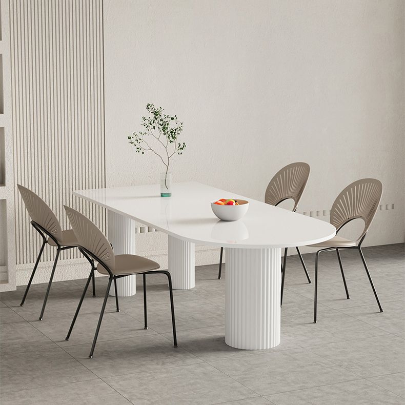 Contemporary White Color Faux Marble Dinner Table with 3 Legs Clearhalo 'Dining Tables & Seating' 'Dining Tables' 'dining_table' 'furn' 'furn_dining_table' 'Furniture' 'Kitchen & Dining Furniture' 1200x1200_395afa33-e0f4-4410-8ca6-5e3087053599
