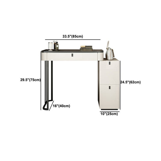 Tavolo da tavolo da vanità bianco moderno minimalista set da 29,53 "H tavolo da vanità superiore in vetro con conservazione