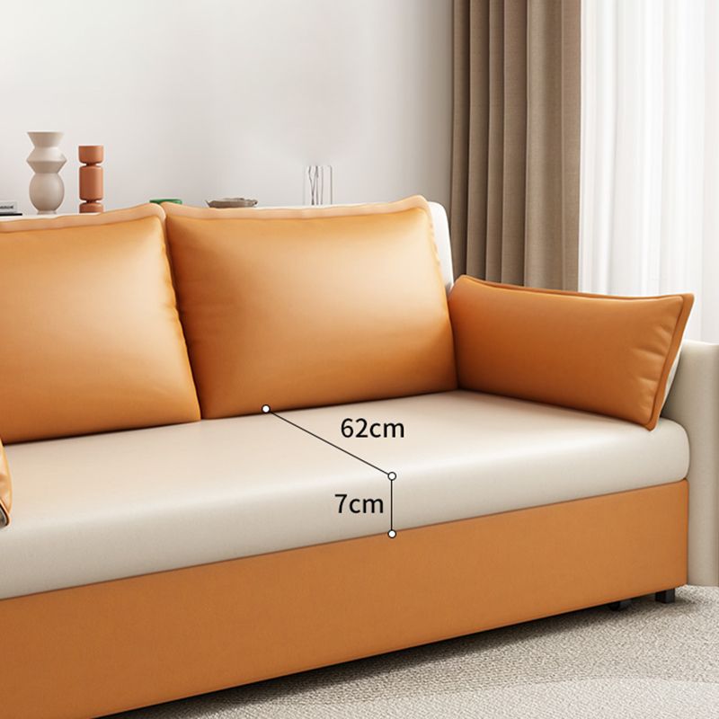Modern Faux Leather Sleeper Sofa 35.43"H Upholstered Pillow Top Arms Sofa Bed Clearhalo 'furn' 'furn_futons' 'Furniture' 'Futons & Daybeds' 'Futons' 'Living Room Furniture' 1200x1200_396586d9-d09b-461d-b521-fb148fd77202
