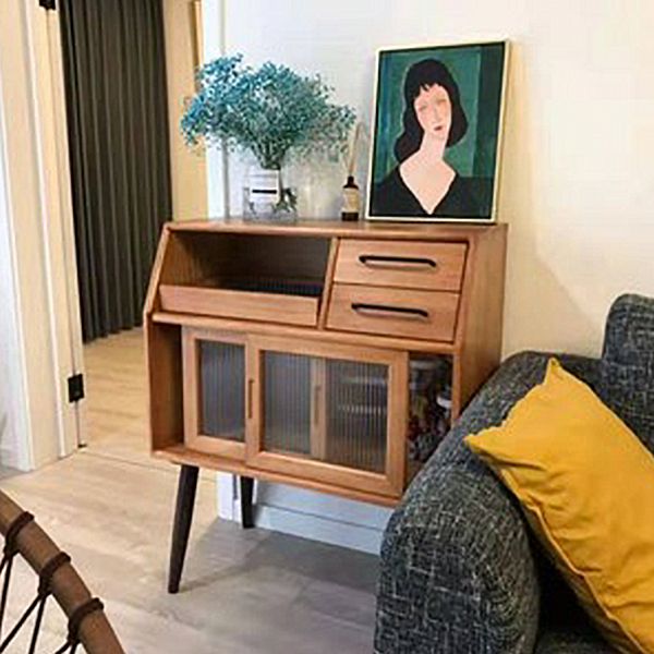 Stellino in legno in stile moderno Porte in vetro di altezza da 39 pollici per soggiorno per soggiorno