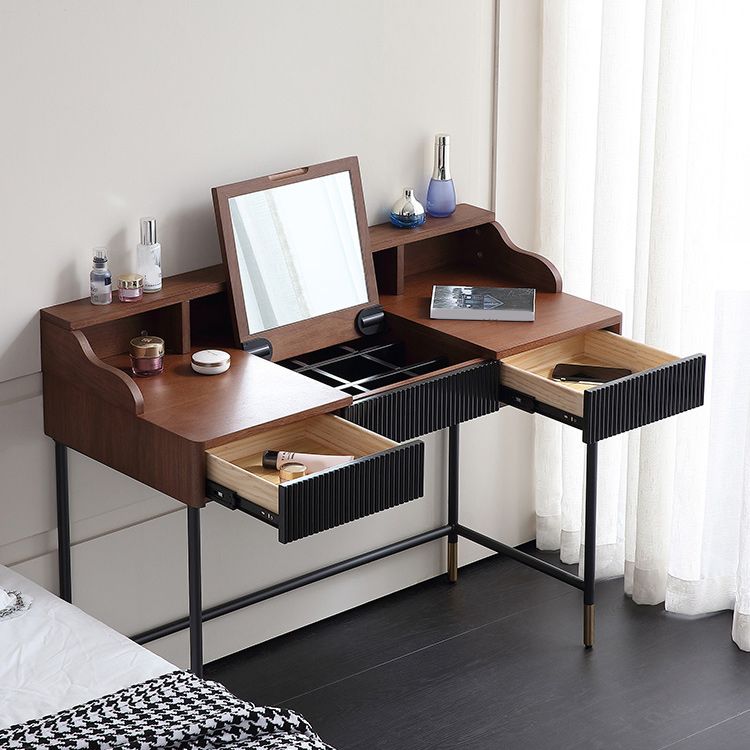 Contemporary Flip Single Wood Vanity with Padded Stool Lighted Mirror Vanity Desk Clearhalo 'Bedroom Furniture' 'furn' 'furn_makeup_vanities' 'Furniture' 'Makeup Vanities' 'makeup_vanities' 1200x1200_396e0e90-fb97-4e22-96c8-2e6cae7a1154