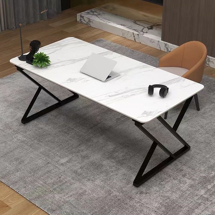 Contemporary Rectangular Writing Desk Stone Sled Base Office Desk Clearhalo 'furn' 'furn_office_desk' 'Furniture' 'furniture_office_desk' 'Office Desks' 'Office Furniture' 'office_desk' 1200x1200_39718ba7-8bc8-403b-a1be-6c73ae518f62