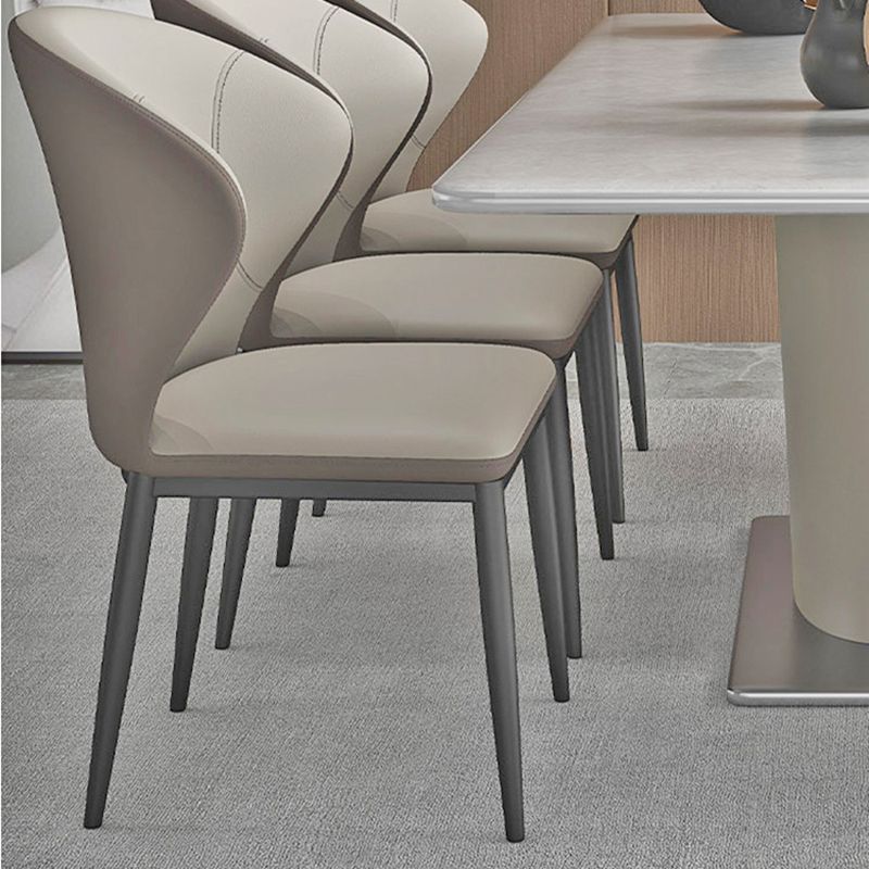 Minimalist Wingback Armless Dining Chair Faux Leather Side Chair Clearhalo 'Dining Chairs' 'Dining Tables & Seating' 'dining_chair' 'furn' 'furn_dining_chair' 'Furniture' 'Kitchen & Dining Furniture' 1200x1200_39725898-e8c2-4912-ac70-d39f848800d0