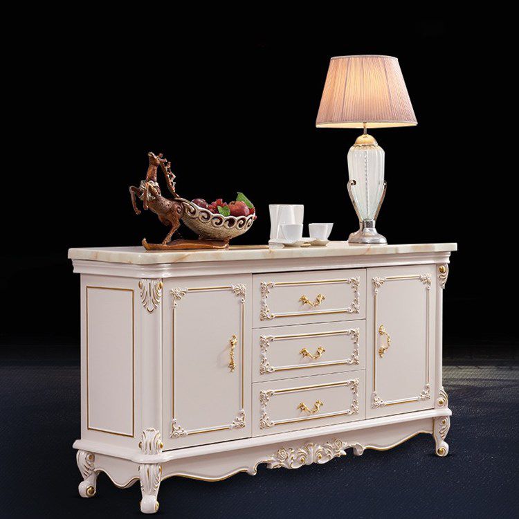 Glam Sideboard White Wood with Door and Drawer for Living Room Clearhalo 'buffet_sideboard' 'Buffets & Sideboards' 'furn' 'furn_buffet_sideboard' 'Furniture' 'Kitchen & Dining Furniture' 1200x1200_3973c88c-f9a8-4e5d-a75f-81518ba64cdb