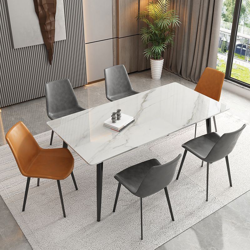Metal Industrial Rectangle Dining Table White Sintered Stone Table for Kitchen and Dining Room Clearhalo ' dining_table' 'Dining Tables & Seating' 'Dining Tables' 'furn' 'furn_dining_table' 'Furniture' 'furniture_dining_table' 'Kitchen & Dining Furniture' 'kitchen&dining_furn' 'kitchen' 'kitchen_dining_table' 1200x1200_39746d7c-4eeb-47a3-ae7e-9354308710d0