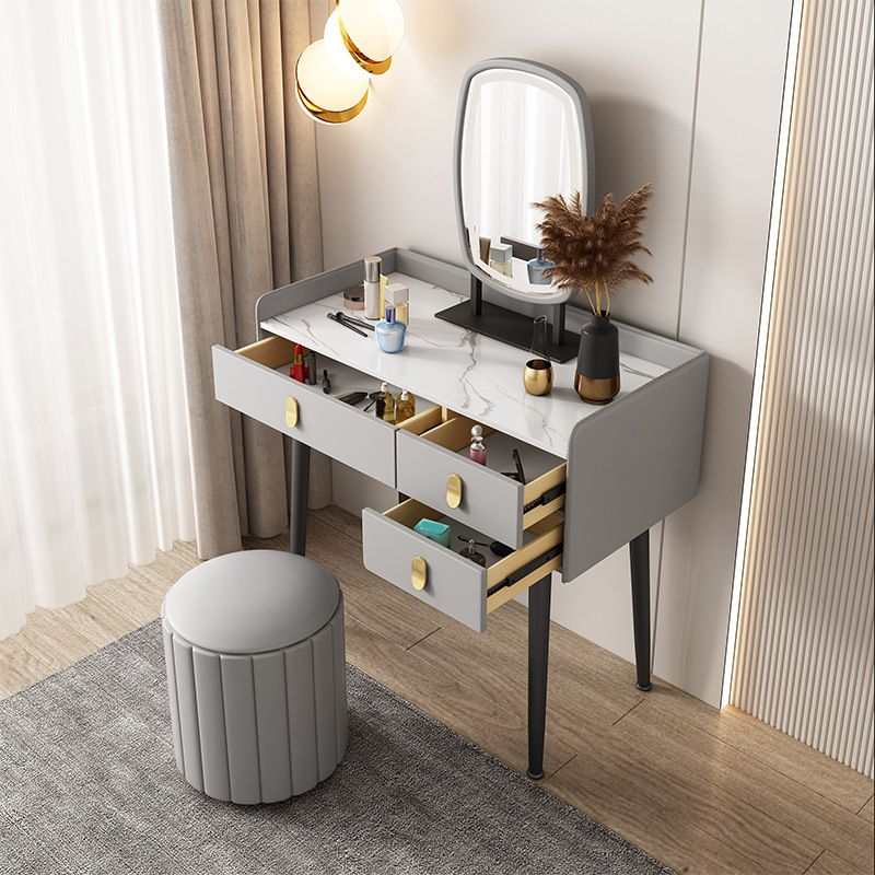 Mesa de maquillaje de 3 cajones Desk tocador de tocador de tocador sintético