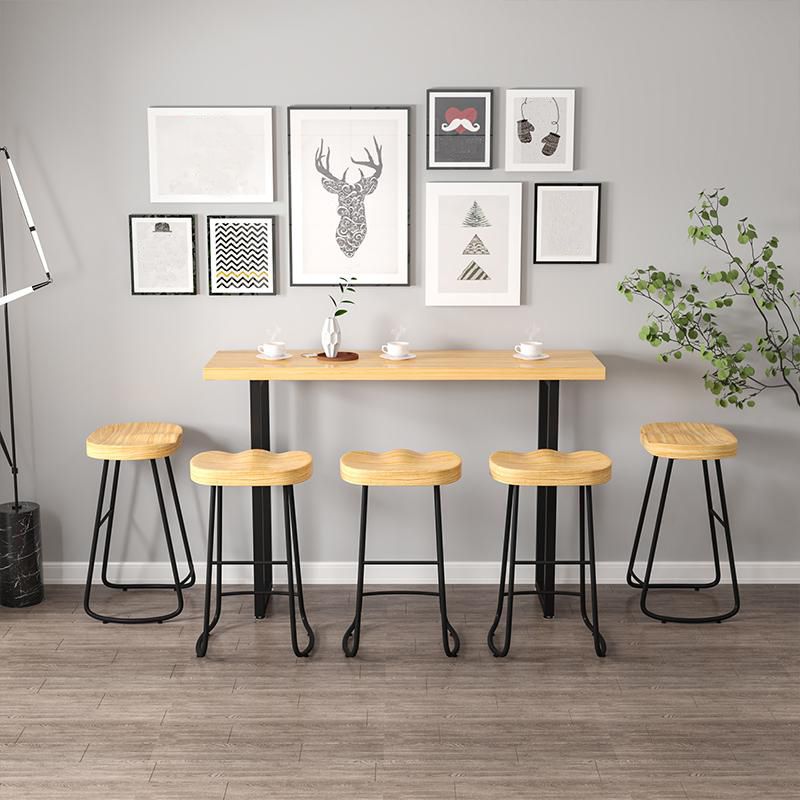 White and Black Glam Style Bar Table in Wood and Metal Milk Tea Shop Bar Table Clearhalo 'Bar Furniture' 'Bar Tables' 'bar_tables' 'furn' 'furn_bar_tables' 'Furniture' 'furniture_bar_tables' 'Kitchen & Dining Furniture' 1200x1200_39782da0-2e30-4db8-943c-a36f0cdb74ff