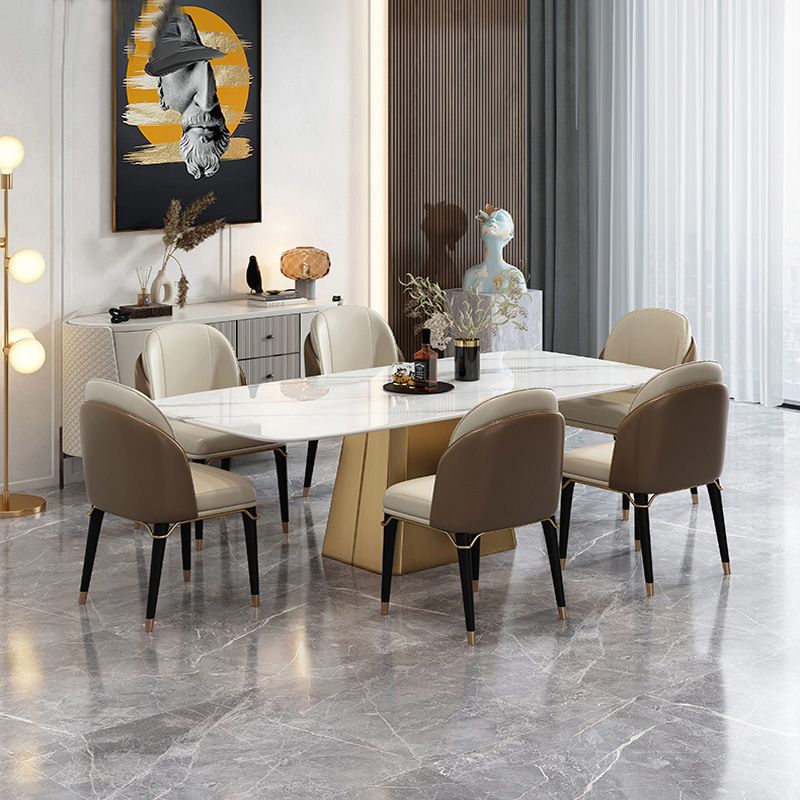 Glam -stijl rechthoekige tafel ingesteld 1/4/5/7 stukken dinerset voor thuisgebruik