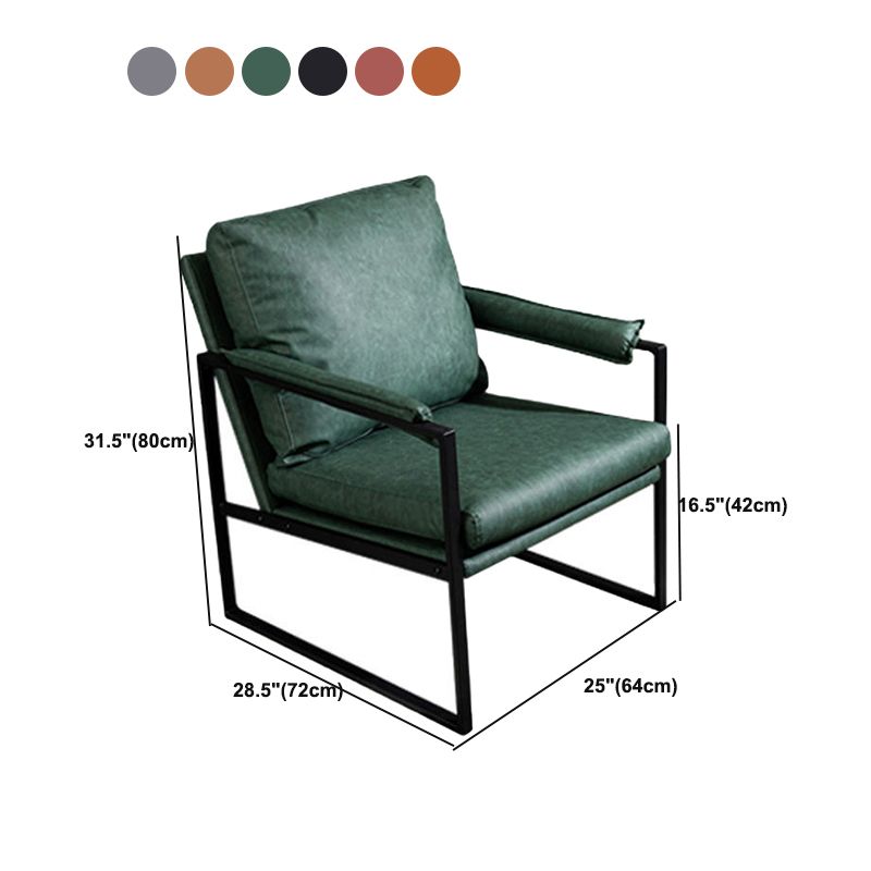 Contemporary Faux Leather Sled Pillow Back with Black Legs Accent Armchair