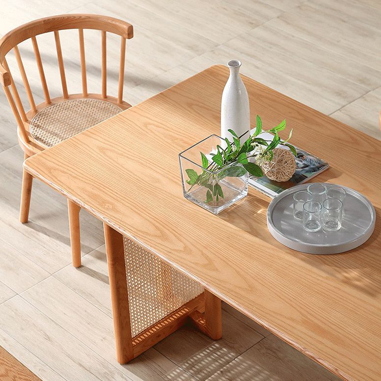 Rectangle Wood Dining Table Modern Oak Table in Nature with Double Pedestal Clearhalo ' dining_table' 'Dining Tables & Seating' 'Dining Tables' 'furn' 'furn_dining_table' 'Furniture' 'furniture_dining_table' 'Kitchen & Dining Furniture' 'kitchen&dining_furn' 'kitchen' 'kitchen_dining_table' 1200x1200_397c07ed-f74d-48d7-9352-cc32792cc8c1