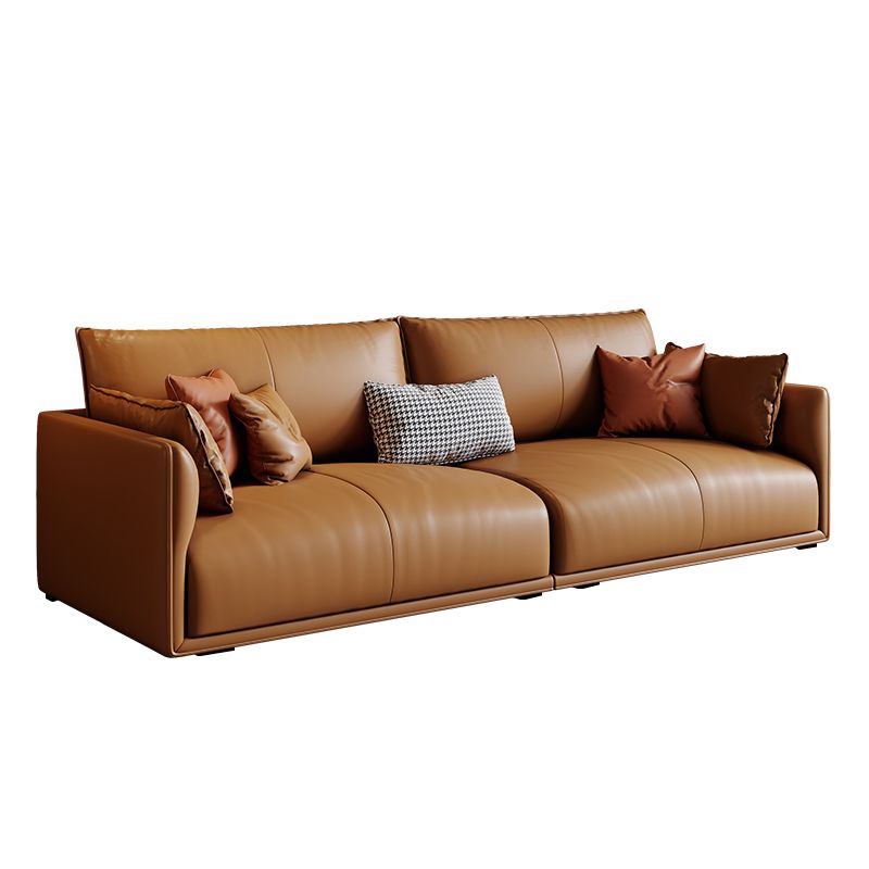 Mid-Century Modern Pillow Top Arm Sectional 33.46"H Cushion Back Sofa,Tan Clearhalo 'furn' 'furn_sectionals' 'Furniture' 'furniture_sectionals' 'Living Room Furniture' 'Sectionals' 1200x1200_397c86f8-f0d6-4167-8f74-94c4efc10702