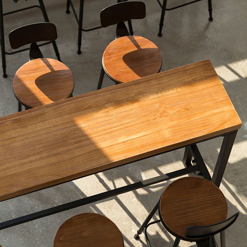 Industrial Rectangle Bar Table Solid Wood Trestle Base Bar Dining Table Clearhalo 'Bar Furniture' 'Bar Tables' 'bar_tables' 'furn' 'furn_bar_tables' 'Furniture' 'Kitchen & Dining Furniture' 1200x1200_397d38f8-5141-4b92-82c1-e2b81b6b9f11