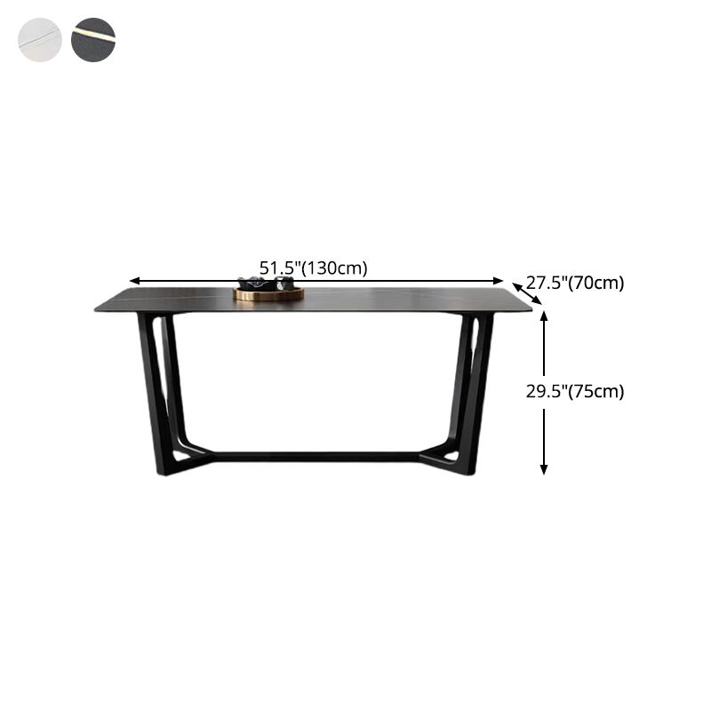 Industrial Style Dining Site Table Rectangle Stone Table with Trestle Base Clearhalo ' dining_table' 'Dining Tables & Seating' 'Dining Tables' 'furn' 'furn_dining_table' 'Furniture' 'furniture_dining_table' 'Kitchen & Dining Furniture' 'kitchen&dining_furn' 'kitchen' 'kitchen_dining_table' 1200x1200_397d7b2b-5d60-457d-947c-21d633f554c5