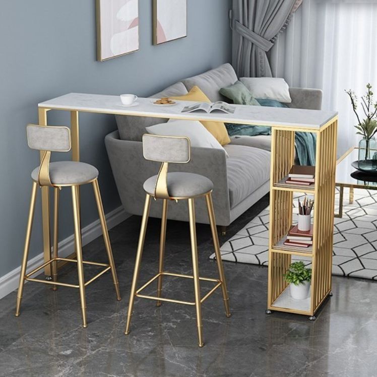 Glam 1/2/3 Pieces Bar Table Set Rectangle Stone Counter Table with Stools for Living Room Clearhalo 'Bar Furniture' 'furn' 'furn_home_bar_bar_sets' 'Furniture' 'Home Bars & Bar Sets' 'home_bar_bar_sets' 'Kitchen & Dining Furniture' 1200x1200_39804b68-c762-4137-845c-95ced404876c