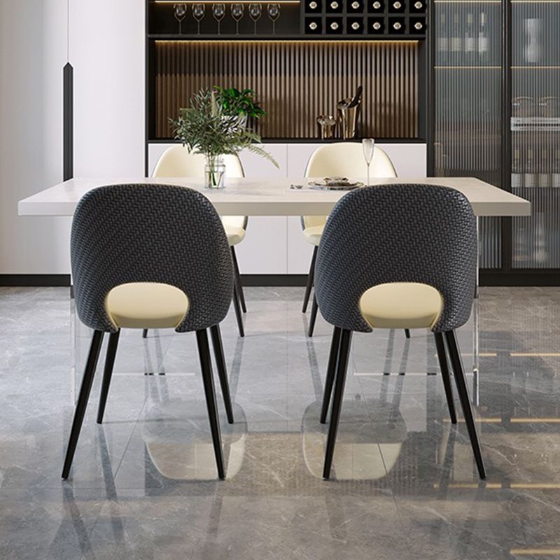 Moderne Rechteckstein -Esstisch 1/4/5 Stück Essset für Esszimmer