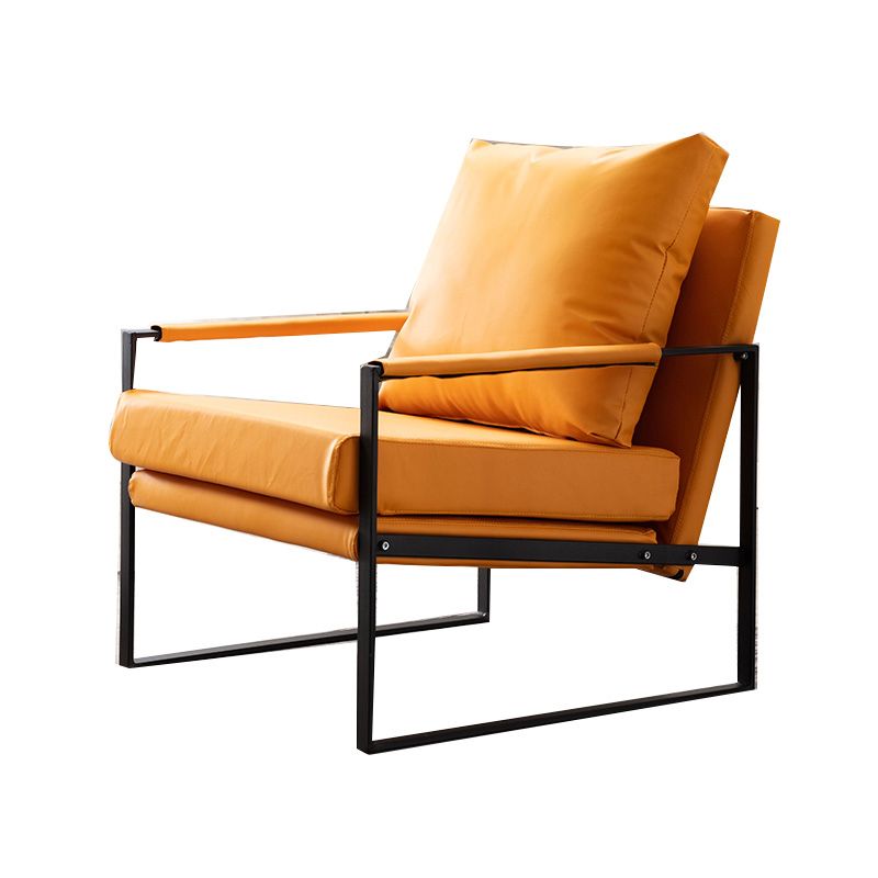 Industrial Metal Armchair Leather Upholstered Accent Armchair Clearhalo 'Accent Chairs' 'accent_chairs' 'Chairs & Seating' 'furn' 'furn_accent_chairs' 'Furniture' 'Living Room Furniture' 1200x1200_3982f9dc-57bd-447b-8d23-e5bea1e5f46e