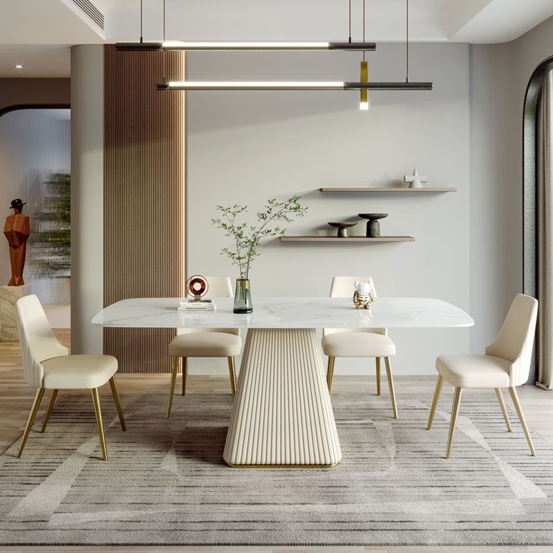 Modern 1/4/5/6/7 Pieces Sintered Stone Dining Room Set with Pedestal Base Furniture Clearhalo 'Dining Room Sets' 'Dining Tables & Seating' 'dining_room_set' 'furn' 'furn_dining_room_set' 'Furniture' 'furniture_dining_room_set' 'Kitchen & Dining Furniture' 'kitchen&dining_furn' 'kitchen' 1200x1200_3983c30b-a9b4-4f2c-90b4-bcf860cf5b3b