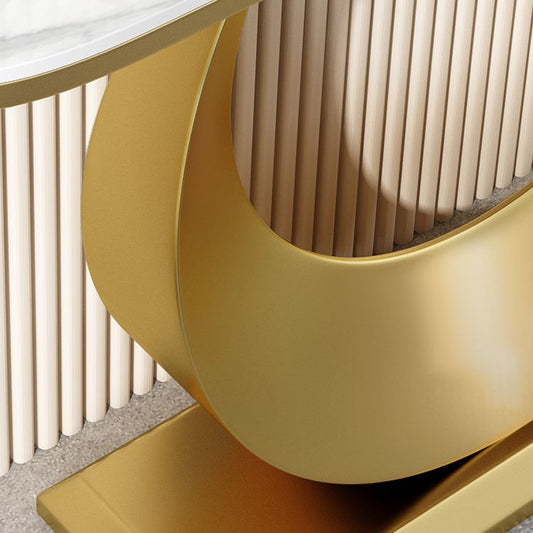 Glam Stone Console Accent Table Metal Console Sofa Table for Hall