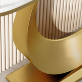 Glam Stone Console Accent Table Metal Console Sofa Table for Hall