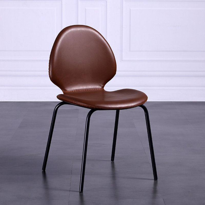 Sedia laterale contemporanea sedia da pranzo in pelle per uso domestico