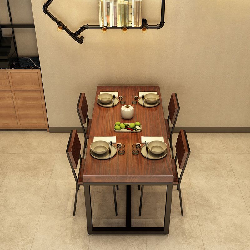 Solid Wood Industrial Style Dining Table Brown Rectangle Table with Black Frame for Dinning Room Clearhalo ' dining_table' 'Dining Tables & Seating' 'Dining Tables' 'furn' 'furn_dining_table' 'Furniture' 'furniture_dining_table' 'Kitchen & Dining Furniture' 'kitchen&dining_furn' 'kitchen' 'kitchen_dining_table' 1200x1200_398b7286-c303-4d60-a1e8-3cd5af0d220c