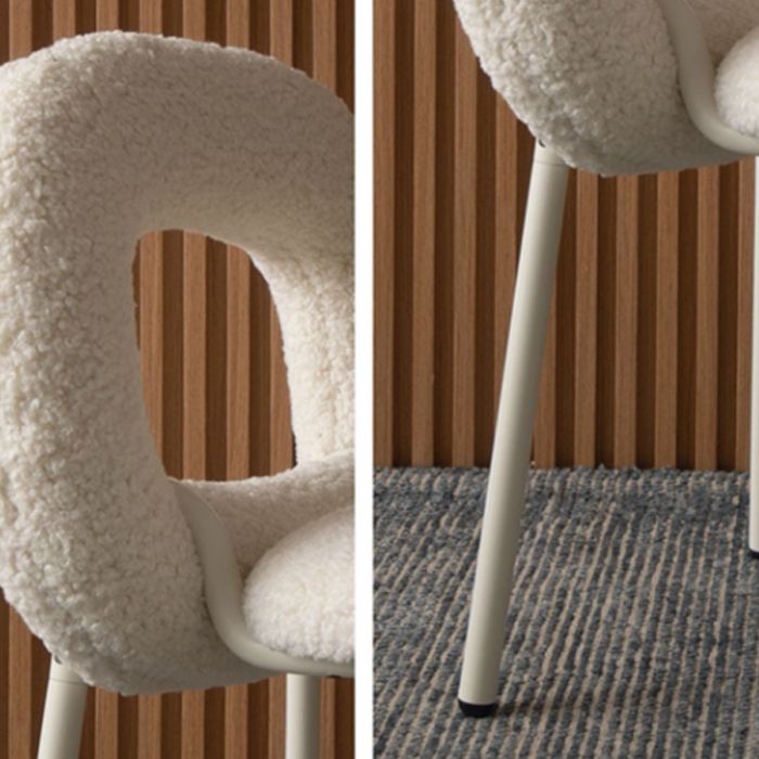 Gestoffeerde eetkamerstoel metalen frame open rug dinerenstoel