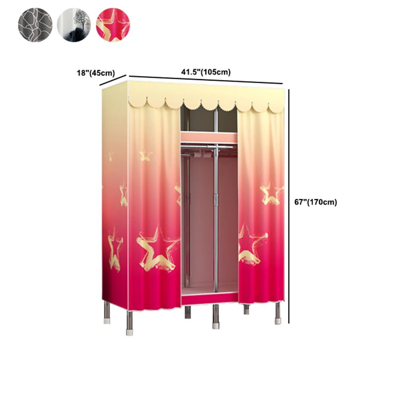 Moderne Style Garderobe Metal 2 Regale Kleiderschrankschrank für Schlafzimmer