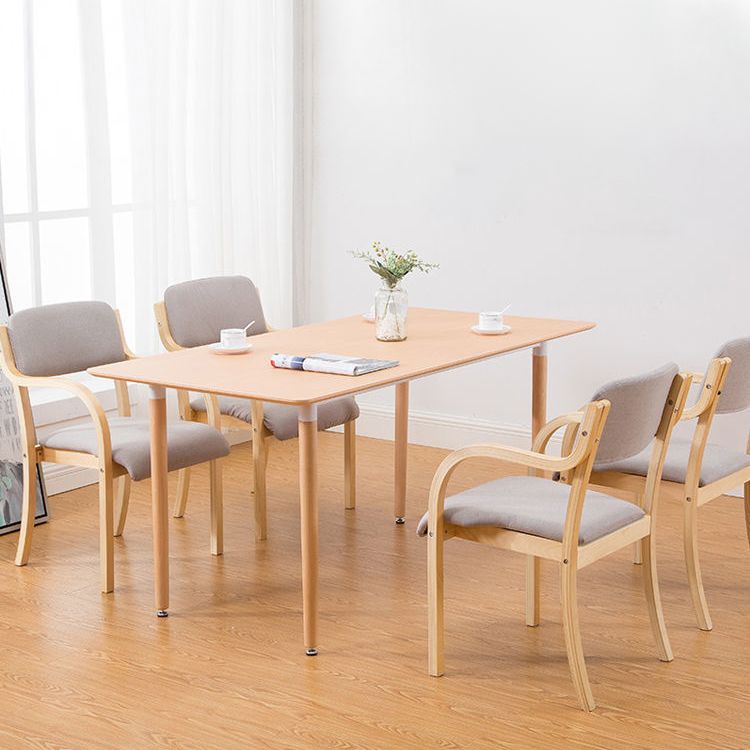 Fabric Arm Chair Solid Wood Open Back Dining Chair in Natural Clearhalo 'Dining Chairs' 'Dining Tables & Seating' 'dining_chair' 'furn' 'furn_dining_chair' 'Furniture' 'Kitchen & Dining Furniture' 1200x1200_3990131f-6531-4c91-9068-046ce409003d