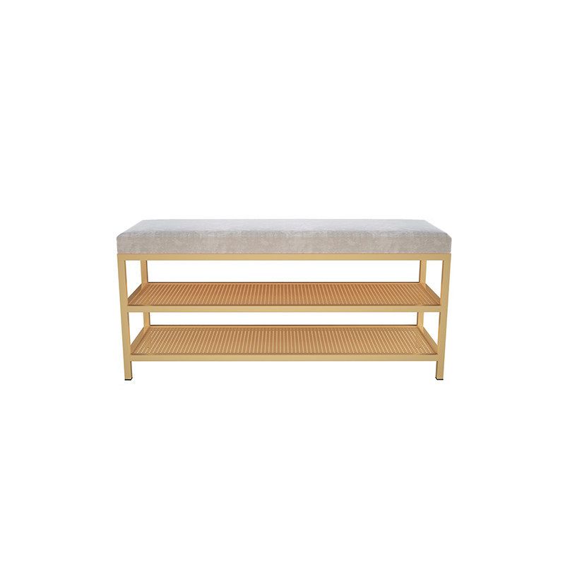 12.6 Inch Wide Entryway Bench Glam Metal Cushioned Seating Bench Clearhalo 'Benches' 'Chairs & Seating' 'furn' 'furn_benches' 'Furniture' 'Living Room Furniture' 1200x1200_39907194-32d5-41f6-b6b8-7ee21a63e938