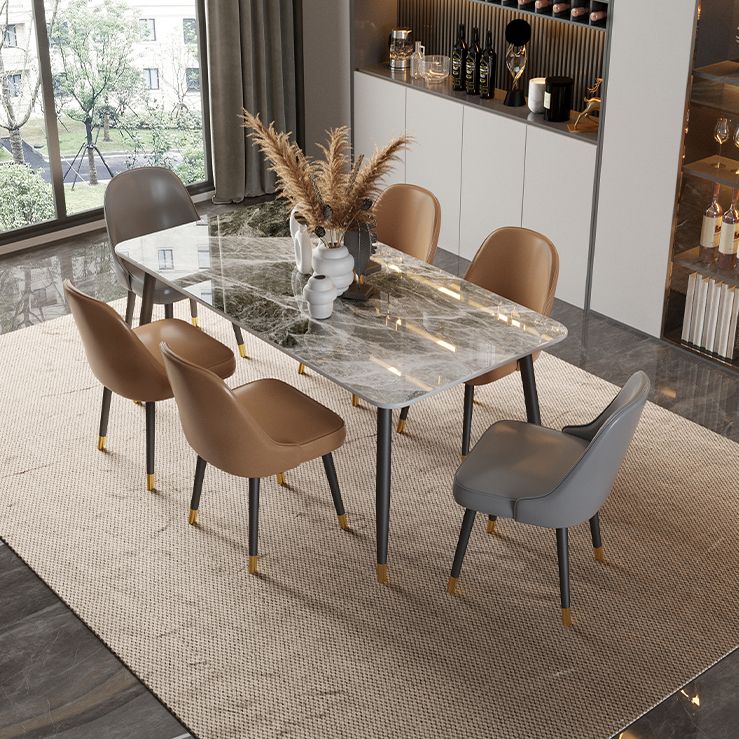 Traditional Luxury Dining Table Rectangle Sintered Stone Table with 4 Legs Clearhalo 'Dining Tables & Seating' 'Dining Tables' 'dining_table' 'furn' 'furn_dining_table' 'Furniture' 'Kitchen & Dining Furniture' 1200x1200_399100bd-c8c1-4387-9d01-82c23eba564e