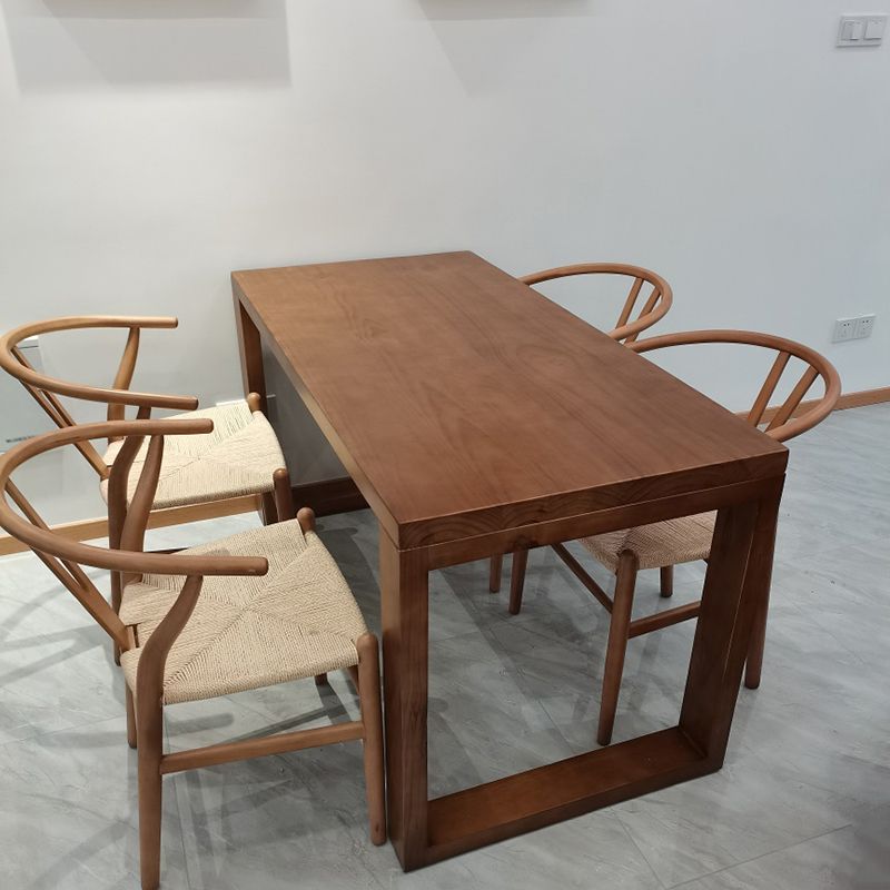 Rectangle Solid Wood Table with Double Pedestal Modern Dining Table for Restaurant Clearhalo 'Dining Tables & Seating' 'Dining Tables' 'dining_table' 'furn' 'furn_dining_table' 'Furniture' 'furniture_dining_table' 'Kitchen & Dining Furniture' 'kitchen' 'kitchen_dining_table' 1200x1200_399386f7-5c33-4bd2-b054-a2eeaf4bca7c