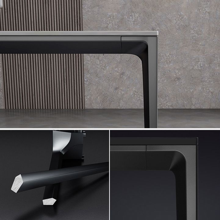 Rectangle Home Dining Table Sintered Stone Metal Frame Table with Four-leg Clearhalo ' dining_table' 'Dining Tables & Seating' 'Dining Tables' 'Furniture' 'furniture_dining_table' 'Kitchen & Dining Furniture' 'kitchen&dining_furn' 'kitchen' 'kitchen_dining_table' 1200x1200_39944a1e-7322-44a6-9c25-6e5a7c1c5784