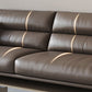 Flared Arm Sofa with Bolster Pillows Modern Leather Sofa in Brown