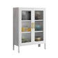 Contemporary Dining Server with Glass Doors Metal Buffet Server Clearhalo 'buffet_sideboard' 'Buffets & Sideboards' 'furn' 'furn_buffet_sideboard' 'Furniture' 'Kitchen & Dining Furniture' 1200x1200_3997d035-446b-4c4e-834e-b40a125af4b8